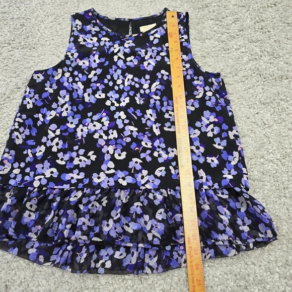 Kate Spade Top Womens Small Black Purple Hydrangea Floral Silk Sleeveless READ - Picture 8 of 9